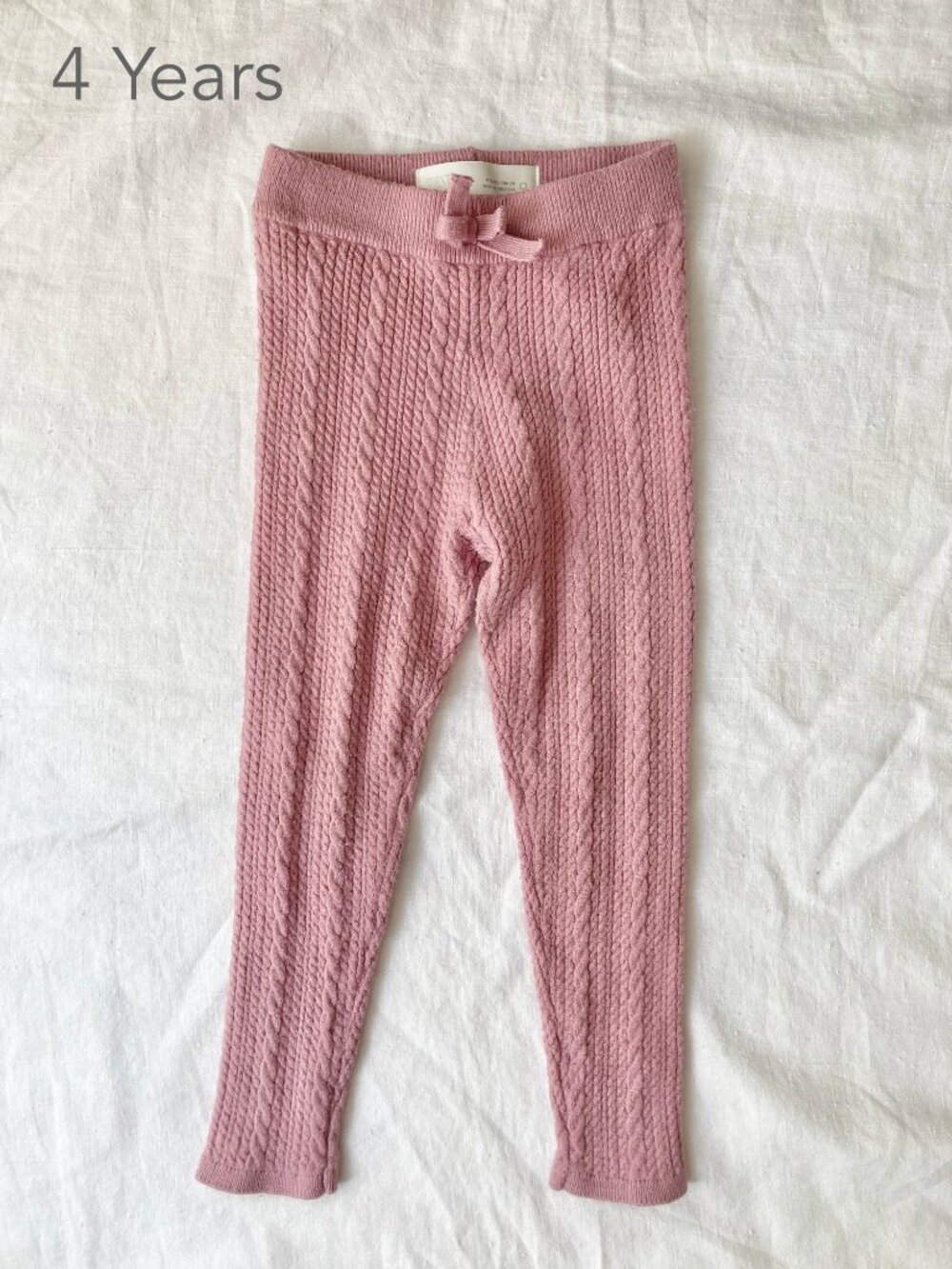 🪴5/$30 Zara 4 Years Toddler Pink Cable Knit Leggings Fall Winter Coquette GIrl